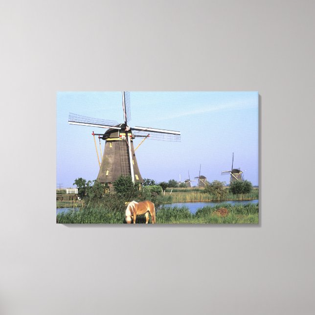 Europa, Nederländerna, Zuid Holland, Kinderdijk. 2 Canvastryck (Framsida)