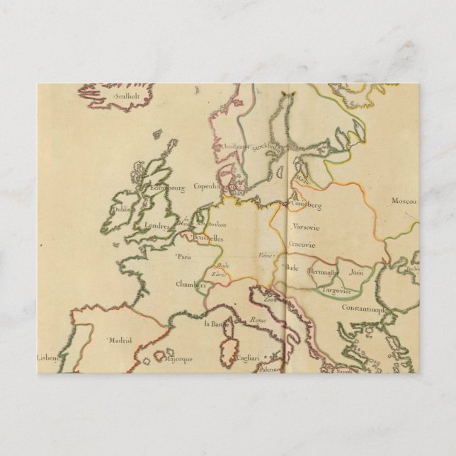 Europa och stora städer vykort (Framsida)
