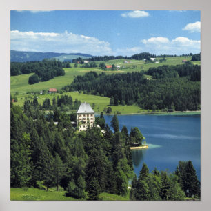 Europa, Österrike, Fuschl. Schloss Fuschl Castle Poster