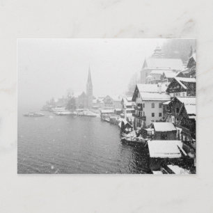 Europa, Österrike, Hallstat. Stadsvy i snö Vykort
