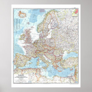 "Europa: Politisk KALLA KRIGETkarta 1957 för Poster
