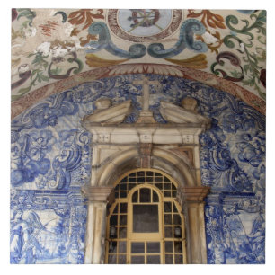 Europa, Portugal, Obidos. Färgrik arkitektur Kakelplatta