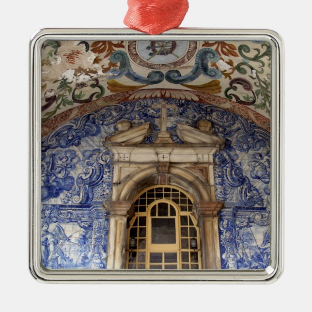 Europa, Portugal, Obidos. Färgstark arkitektur Julgransprydnad Metall (Framsidan)