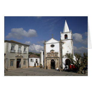Europa, Portugal, Obidos. Santa Maria kyrka i Hälsningskort