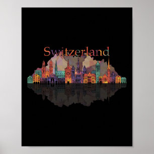 Europa Schweiz Alperna Berg Schweiz Familj Semeste Poster