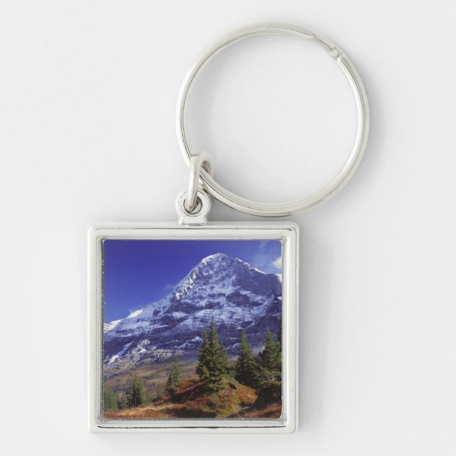 Europa, Schweiz, Eiger. Höstfärger överflöd Fyrkantig Silverfärgad Nyckelring (Framsidan)