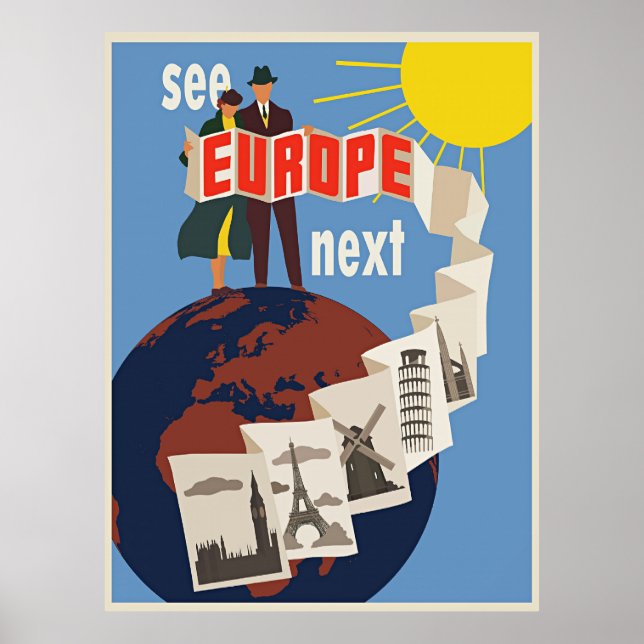 Europa - se Europa nästa år Poster (Framsidan)