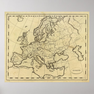 Europa skisserar kartan poster