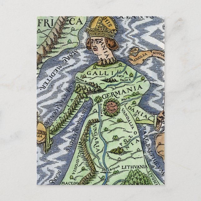 EUROPA SOM EN KÖN, 1588 VYKORT (Framsida)