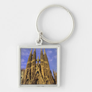 Europa, Spanien, Barcelona, Sagrada Familia Fyrkantig Silverfärgad Nyckelring