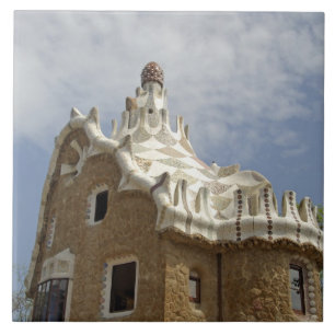 Europa, Spanien, Katalonien, Barcelona. Park Guell Kakelplatta