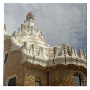 Europa, Spanien, Katalonien, Barcelona. Park Guell Kakelplatta