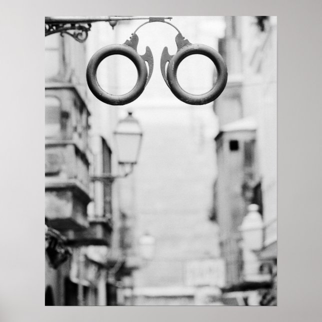 Europa, Spanien, Mallorca. Butiksskylt för glasögo Poster (Framsidan)