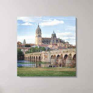Europa, Spanien, Salamanca. Den romerska bron över Canvastryck