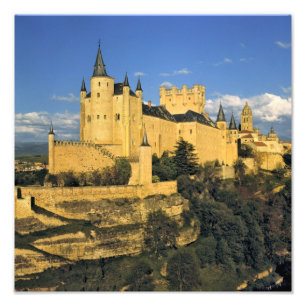 Europa, Spanien, Segovia. Det imponerande Alcazar, Fototryck