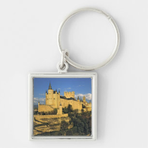 Europa, Spanien, Segovia. Det imponerande Alcazar, Fyrkantig Silverfärgad Nyckelring