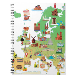 Europa tecknadkarta anteckningsbok