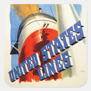 Europa till Amerika ~ United Stater Linjer Fyrkantigt Klistermärke