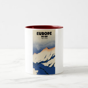 Europa till Ski "Ta en flygplan" Två-Tonad Mugg