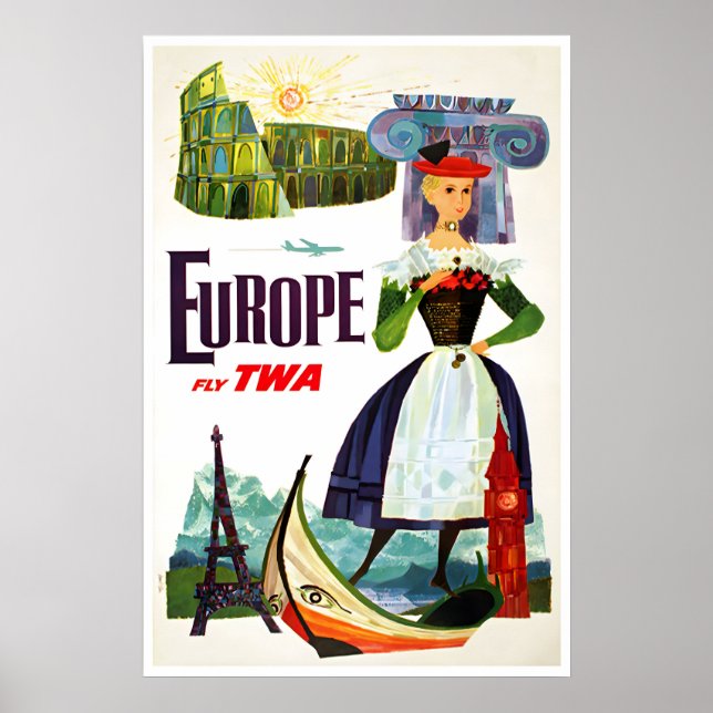 Europa Tryck Europeisk Resenär Konst TWA David Kle (Framsidan)