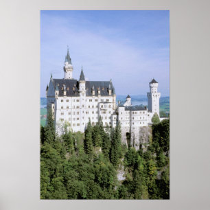 Europa, Tyskland, Neuschwanstein slott, byggt Poster
