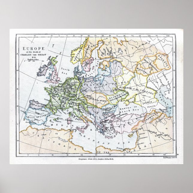 Europa vid Charles Underbars död: 814 AD Poster (Framsidan)