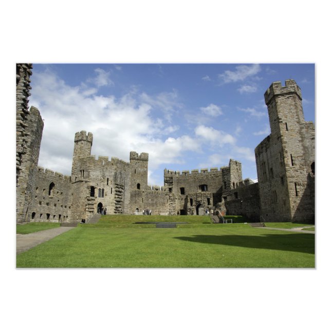 Europa, Wales, Caernarfon. Caernarfon slott, Fototryck (Framsidan)