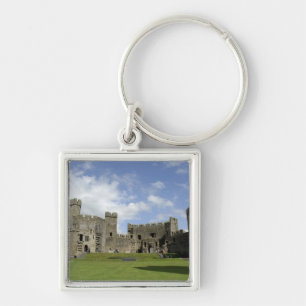 Europa, Wales, Caernarfon. Caernarfon slott, Fyrkantig Silverfärgad Nyckelring