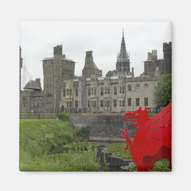 Europa, Wales, Cardiff. Cardiff Castle. Walisisk 2 Magnet (Framsidan)