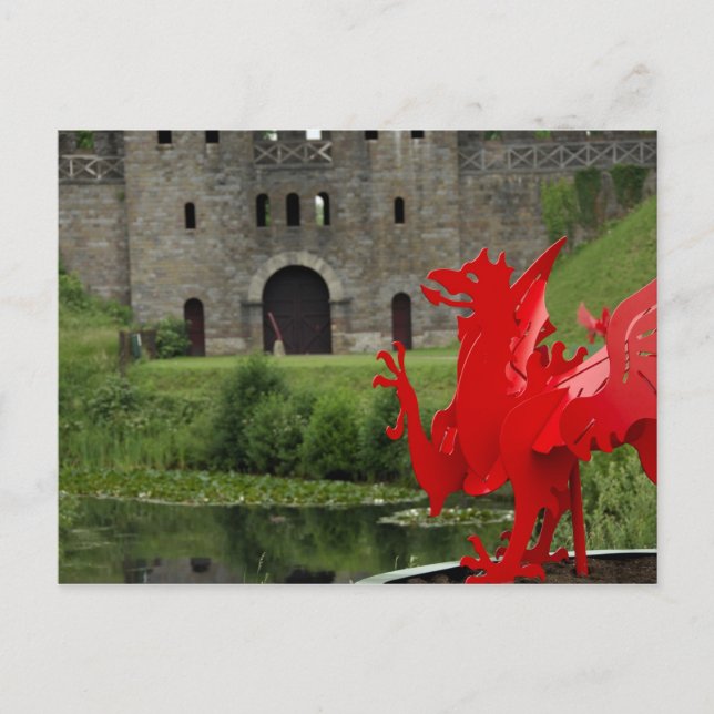 Europa, Wales, Cardiff. Cardiff slott. Walisisk Vykort (Framsida)