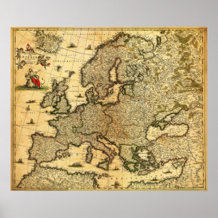 EuropaPanoramisk kartaEuropa 3 Poster