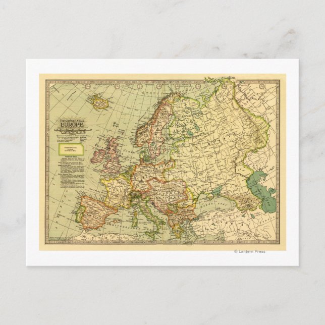 EuropaPanoramisk kartaEuropa 3 Vykort (Framsida)
