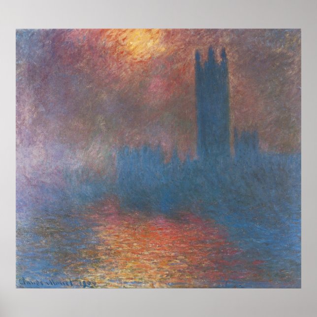 Europaparlamentets kammare, London av Claude Monet Poster (Framsidan)