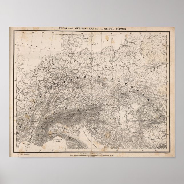 Europas berg och floder poster (Framsidan)