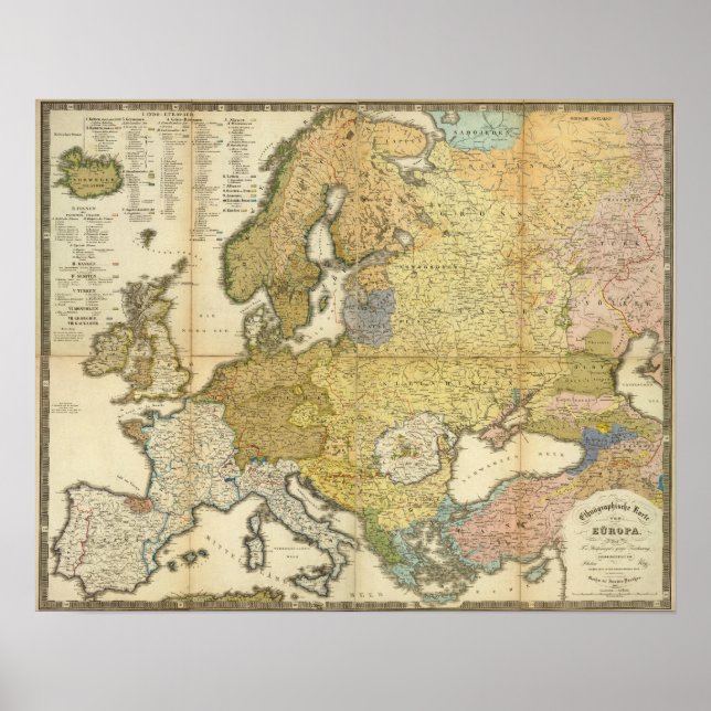 Europas etnografi Karta Poster (Framsidan)