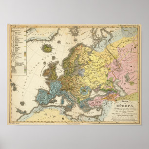Europas etnografiska karta poster