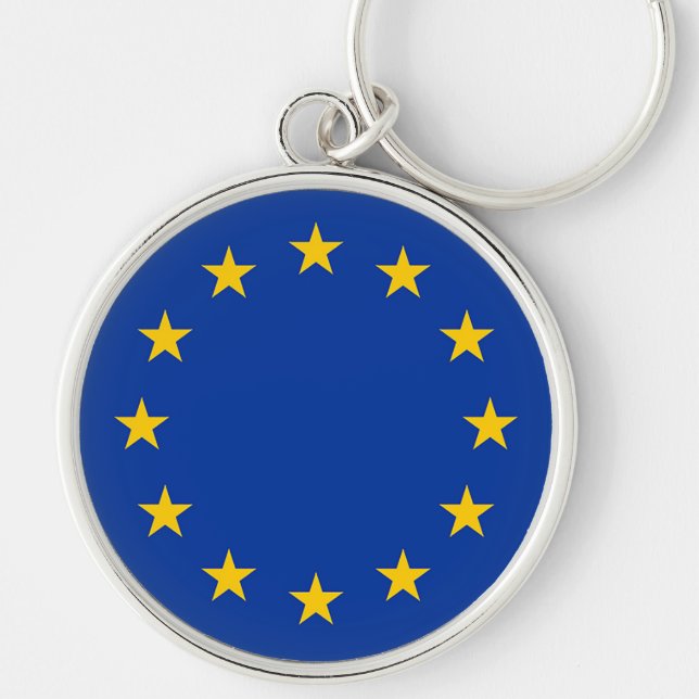 Europas flagga, Europas Flagga Rund Silverfärgad Nyckelring (Framsidan)
