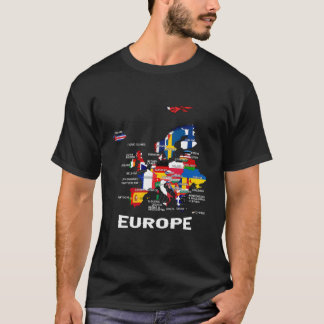Europas flagga i Flaggor Karta i Europa T Shirt