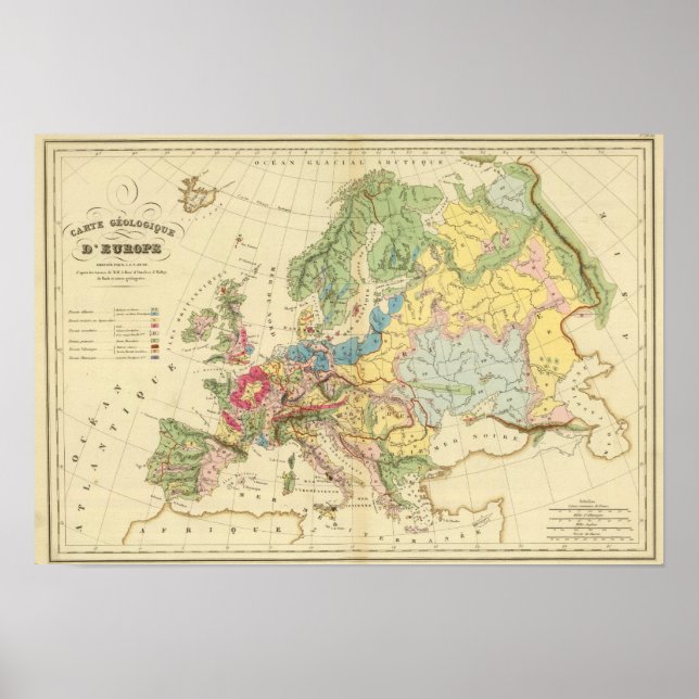 Europas geologiska Karta Poster (Framsidan)