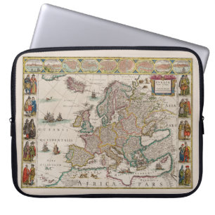 Europas medeltida Karta (av Willem Blaeu) Laptop Fodral