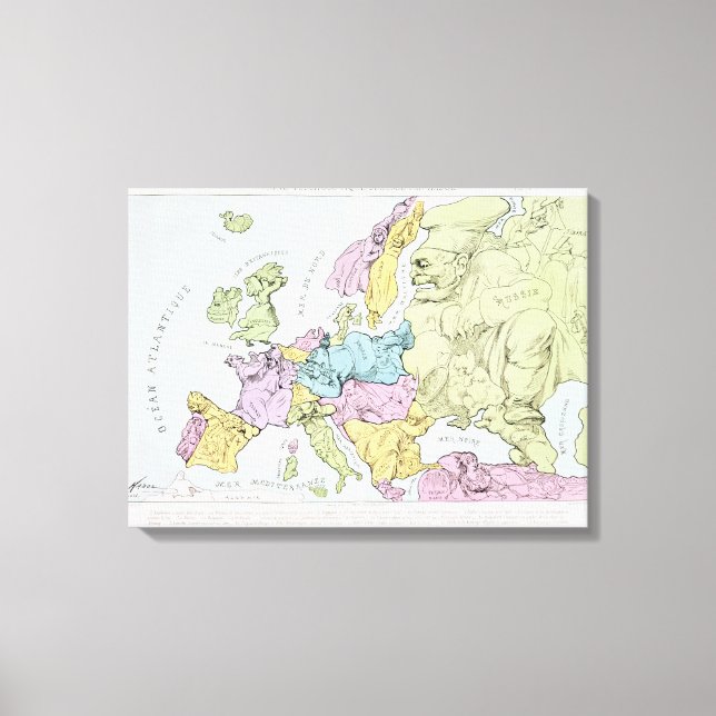 Europas stiriska Karta | 1871 Canvastryck (Framsida)