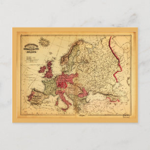 Europas topografiska Karta (1871) Vykort