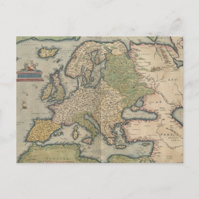Europas vintage Karta (1570) Vykort (Framsida)
