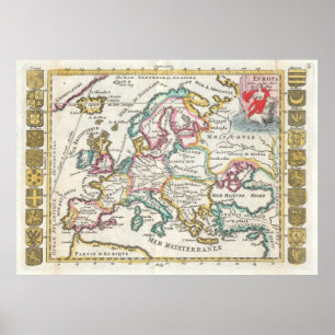 Europas vintage Karta (1706) Poster