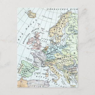 Europas vintage Karta (1899) Vykort