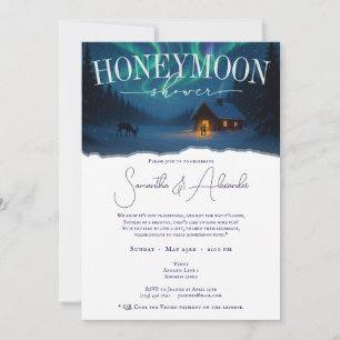 Europe Winter Aurora Borealis Honeymoon Shower Inbjudningar