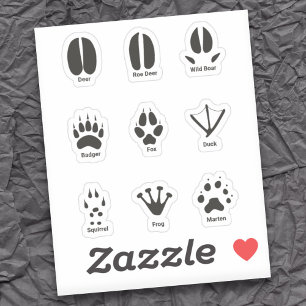 European Animal Tracks Set Stickers Klistermärken