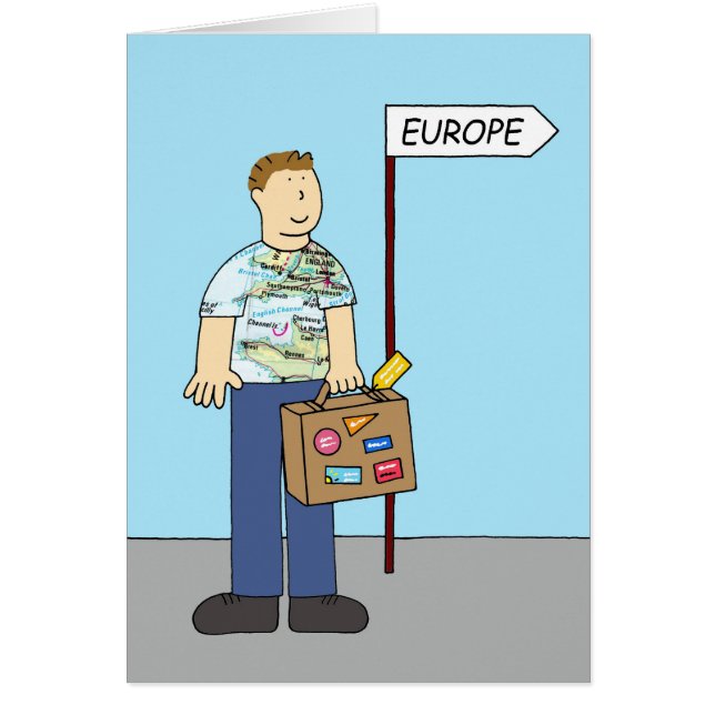 European Äventyr Bon Voyage for Him Hälsningskort (Framsidan)