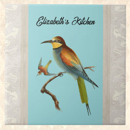 European Bee Eater Bird med Namn på Aqua Kakelplatta