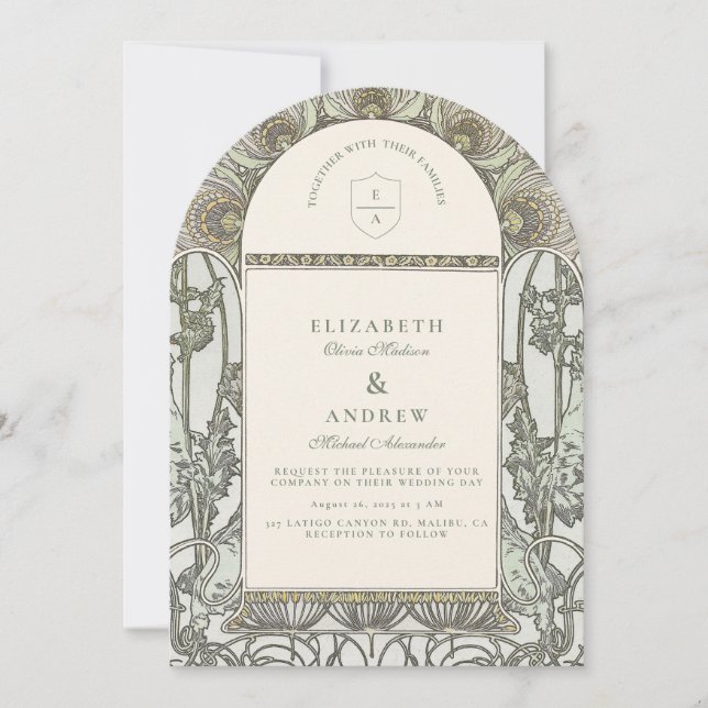 European Botanical Arch Wedding Inbjudningar (Framsida)